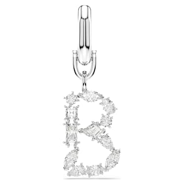 Symbolica charm, B, White, Rhodium plated - Swarovski, 5707226