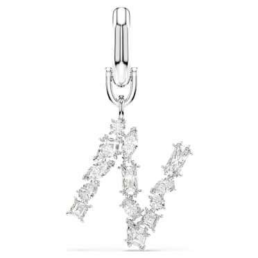 Symbolica charm, N, White, Rhodium plated - Swarovski, 5707227