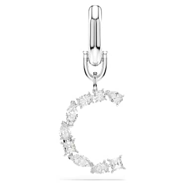 Symbolica charm, C, White, Rhodium plated - Swarovski, 5707228