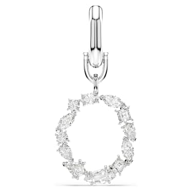 Symbolica charm, O, White, Rhodium plated - Swarovski, 5707229