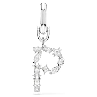 Symbolica bedel, P, Wit, Rodium toplaag - Swarovski, 5707230