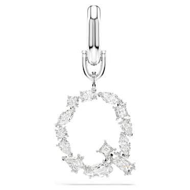 Symbolica charm, Q, White, Rhodium plated - Swarovski, 5707281