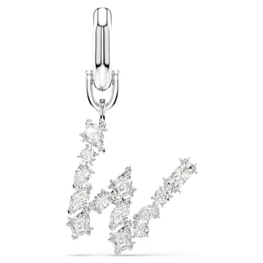 Symbolica charm, W, White, Rhodium plated - Swarovski, 5707286