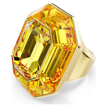 Lucent แหวนค็อกเทล, ทรงแปดเหลี่ยม, เหลือง, เคลือบโทนสีทอง - Swarovski, 5721600