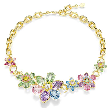 Idyllia Kolye, Karışık kesimler, Çiçek, Çok renkli, 18k altın rengi yüzey - Swarovski, 5709030