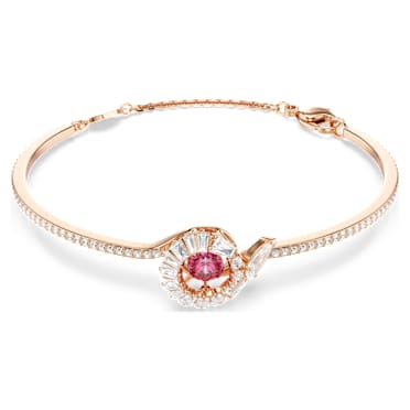Snake Bileklik, Karışık kesimler, Yılan Yılı, Kırmızı, 18k pembe altın rengi yüzey - Swarovski, 5720091