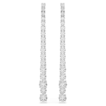 Matrix ต่างหูทรงหยดน้ำ, เหลี่ยมเจียระไน Round ไล่สี, ขาว, เคลือบโรเดียม - Swarovski, 5709257