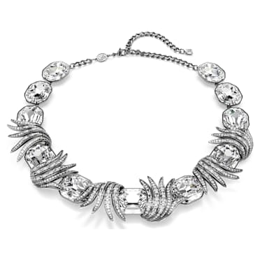 The Vienna Collection necklace, Feather, White, Ruthenium plated - Swarovski, 5709259