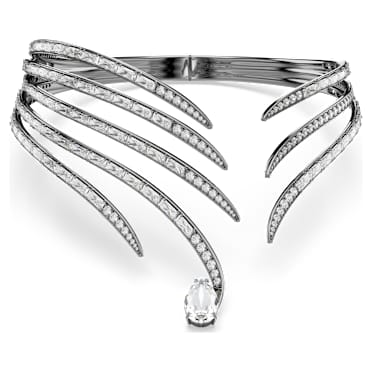 Girocollo The Vienna Collection, Piuma, Bianco, Placcato rutenio - Swarovski, 5709270