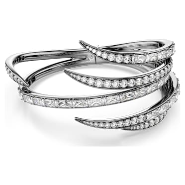 The Vienna Collection bangle, Feather, White, Ruthenium plated - Swarovski, 5709271