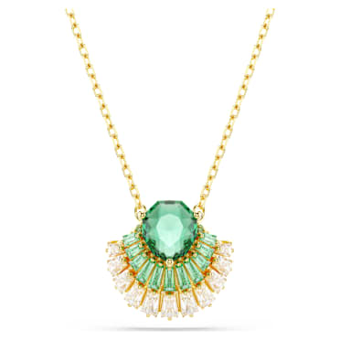 Idyllia pendant, Mixed cuts, Shell, Green, Gold-tone plated - Swarovski, 5709377