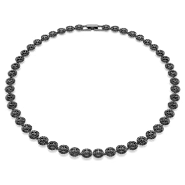 Verižica Una Angelic, Okrogli rez, Črna, Prevleka iz rutenija - Swarovski, 5709412