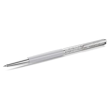 Crystalline Silk ballpoint pen, Gray, Gray lacquered, Chrome Plated - Swarovski, 5709613