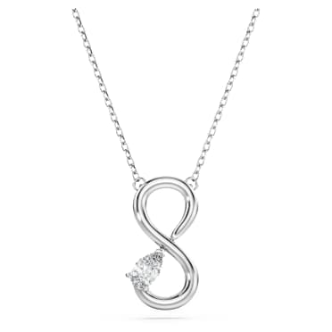 Eternity pendant, Lab-grown diamonds 0.2 ct tw, Pear shape, Infinity, 18K white gold - Swarovski, 5709796