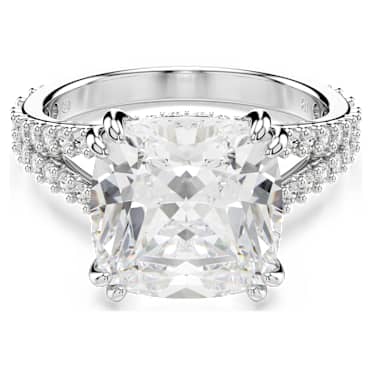 Stilla Ring, Kissenschliff, Weiß, Silberfarbenes Finish - Swarovski, 5709901