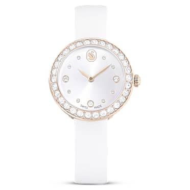 Orologio Matrix Tennis, Fabbricato in Svizzera, Cinturino in pelle, Bianco, Finitura in tonalità champagne dorato - Swarovski, 5710103