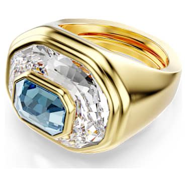 Pierścionek koktajlowy Chroma, Szlif ośmiokątny, Niebieski, Powłoka w odcieniu złota - Swarovski, 5710521
