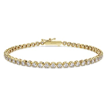 Eternity Tennis bracelet, Lab-grown diamonds 2.5 ct tw, Round shape, 14K yellow gold - Swarovski, 5710543