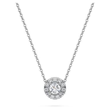 Eternity halo solitaire pendant, Lab-grown diamonds 0.23 ct tw, Round shape, Sterling silver - Swarovski, 5710555