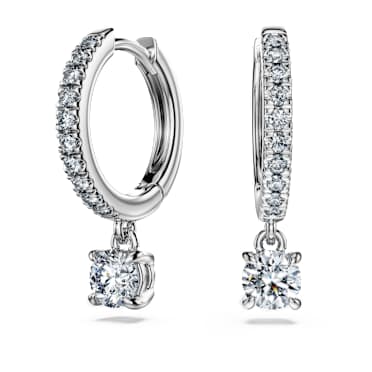 Eternity drop earrings, Lab-grown diamonds 0.7 ct tw, Round shape, 14K white gold - Swarovski, 5710567