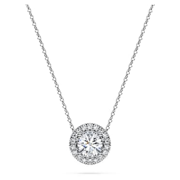 Eternity halo solitaire pendant, Lab-grown diamonds 0.59 ct tw, Round cut, 14K white gold - Swarovski, 5710569
