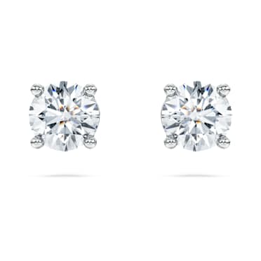 Eternity solitaire stud earrings, Lab-grown diamonds 1 ct tw, Round shape, 14K white gold - Swarovski, 5710575