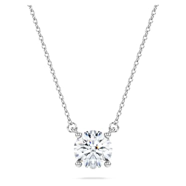 Eternity solitaire pendant, Lab-grown diamonds 1 ct tw, Round shape, 14K white gold - Swarovski, 5710579