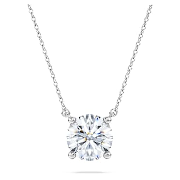 Eternity solitaire pendant, Lab-grown diamonds 2 ct tw, Round shape, 14K white gold - Swarovski, 5710583