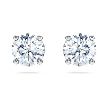Eternity solitaire stud earrings, Lab-grown diamonds 2 ct tw, Round shape, 14K white gold - Swarovski, 5710600