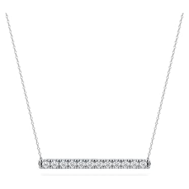 Eternity bar pendant, Lab-grown diamonds 0.5 ct tw, Round shape, 14K white gold - Swarovski, 5710614