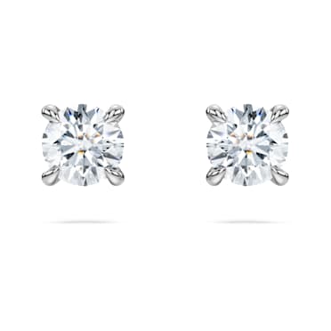Eternity solitaire stud earrings, Lab-grown diamonds 0.5 ct tw, Round shape, 14K white gold - Swarovski, 5710617