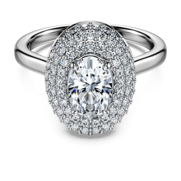 Eternity halo solitaire ring, Lab-grown diamonds 1.5 ct tw, Mixed shapes, 14K white gold - Swarovski, 5710630