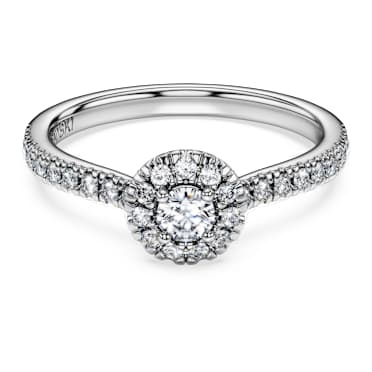 Eternity halo solitaire ring, Lab-grown diamonds 0.45 ct tw, Round shape, Sterling silver - Swarovski, 5710632