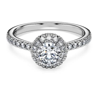 Eternity halo solitaire ring, Lab-grown diamonds 0.8 ct tw, Round shape, 14K white gold - Swarovski, 5710647