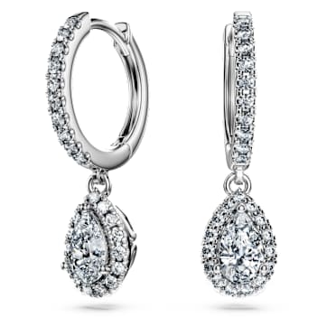 Eternity drop earrings, Lab-grown diamonds 1.25 ct tw, Pear shape, 14K white gold - Swarovski, 5710658