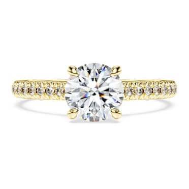 Eternity solitaire ring, Lab-grown diamonds 1.2 ct tw, Round shape, 14K yellow gold - Swarovski, 5710694