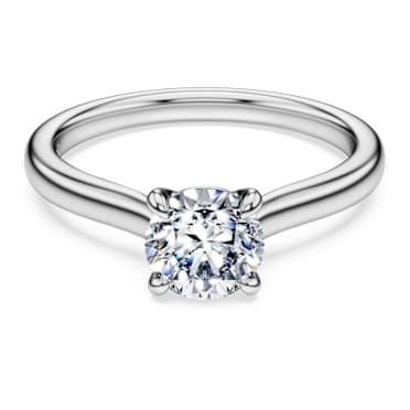 Eternity solitaire ring, Laboratory grown diamonds 1 ct tw, Round shape, 14K white gold - Swarovski, 5710700