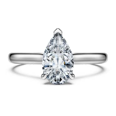 Eternity solitaire ring, Lab-grown diamonds 1 ct tw, Pear shape, 14K white gold - Swarovski, 5710726