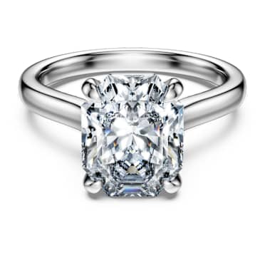 Eternity solitaire ring, Lab-grown diamonds 3.0 ct tw, Octagon shape, 14K white gold - Swarovski, 5710752