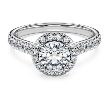 Eternity halo solitaire ring, Lab-grown diamonds 1.33 ct tw, Round shape, 14K white gold - Swarovski, 5710759