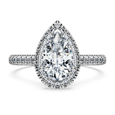 Eternity halo solitaire ring, Lab-grown diamonds 1.3 ct tw, Pear shape, 14K white gold - Swarovski, 5710844