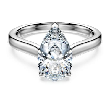 Eternity solitaire ring, Lab-grown diamonds 2 ct tw, Pear shape, 14K white gold - Swarovski, 5710842