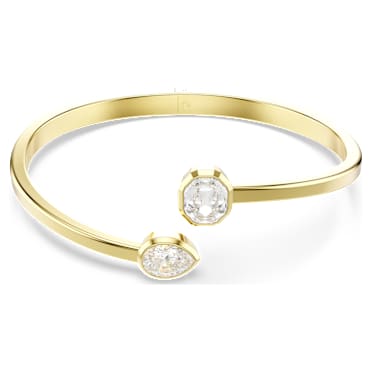 Imber bangle, Mixed cuts, White, Gold-tone plated - Swarovski, 5714314