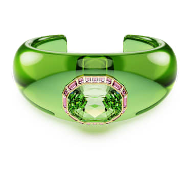Dulcis cuff, Octagon cut, Green, Gold-tone plated - Swarovski, 5714381