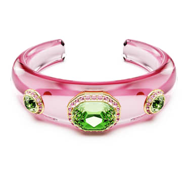Dulcis กำไลแบบ Cuff, ผสมผสานเหลี่ยมเจียระไนหลายหลายรูปแบบ, หลากสี, เคลือบโทนสีทอง - Swarovski, 5714382