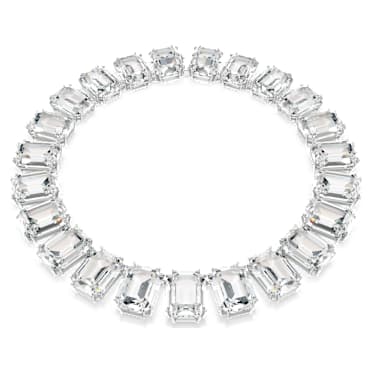Millenia Tennis 項鏈, 超大Swarovski水晶, 八角形切割, 白色, 鍍白金色 - Swarovski, 5714395