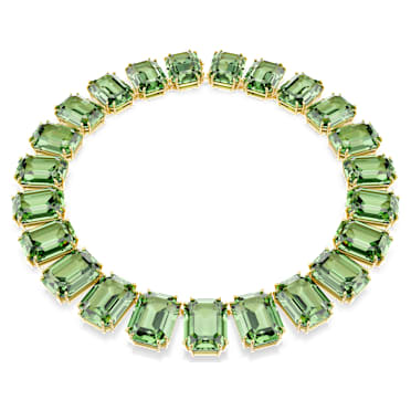 Millenia Tennis 項鏈, 超大Swarovski水晶, 八角形切割, 綠色, 鍍金色色調 - Swarovski, 5714396