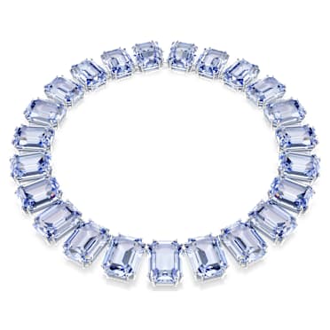 Millenia Tennis 項鏈, 超大Swarovski水晶, 八角形切割, 藍色, 鍍白金色 - Swarovski, 5714397