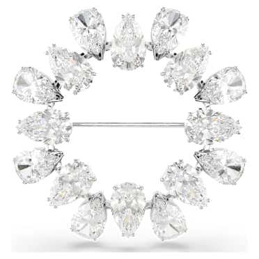 Broche Matrix, Talla pera, Blanco, Baño de rodio - Swarovski, 5714646