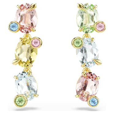 Gema ドロップピアス, アシンメトリーデザイン, ミックスカット, マルチカラー, 18Kゴールドコーティング - Swarovski, 5714815